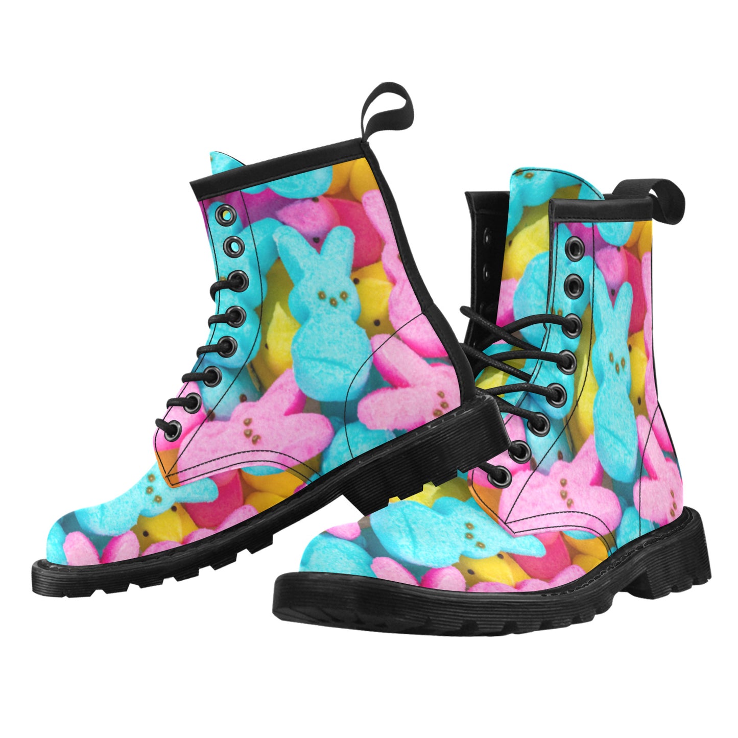 Sweet Marshmallows Bunnies Women's Leather Martens Boots