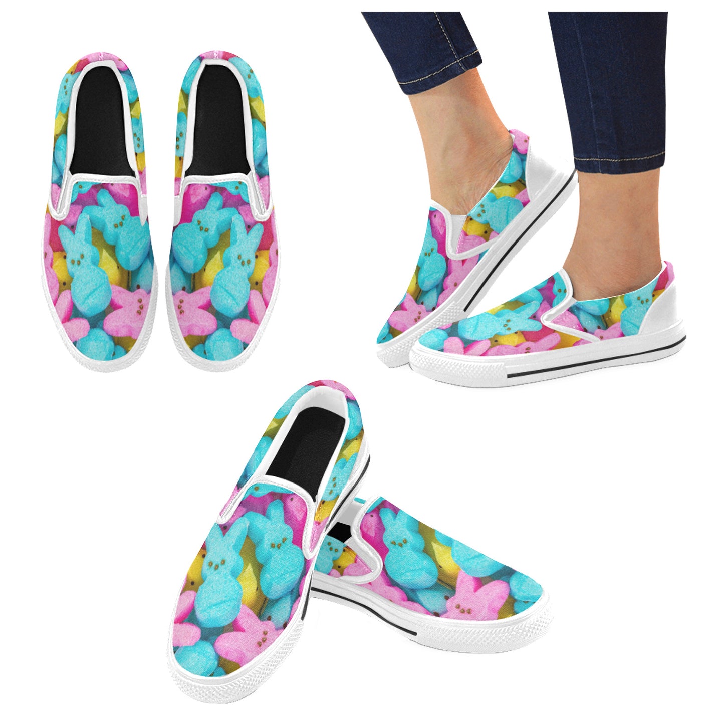 Easter Bunny Candy Slip-on Canvas Kid's Shoes (Big Kid)