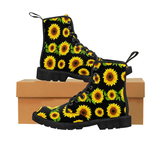 Blooming Sunflowers Women's Canvas Combat Boots