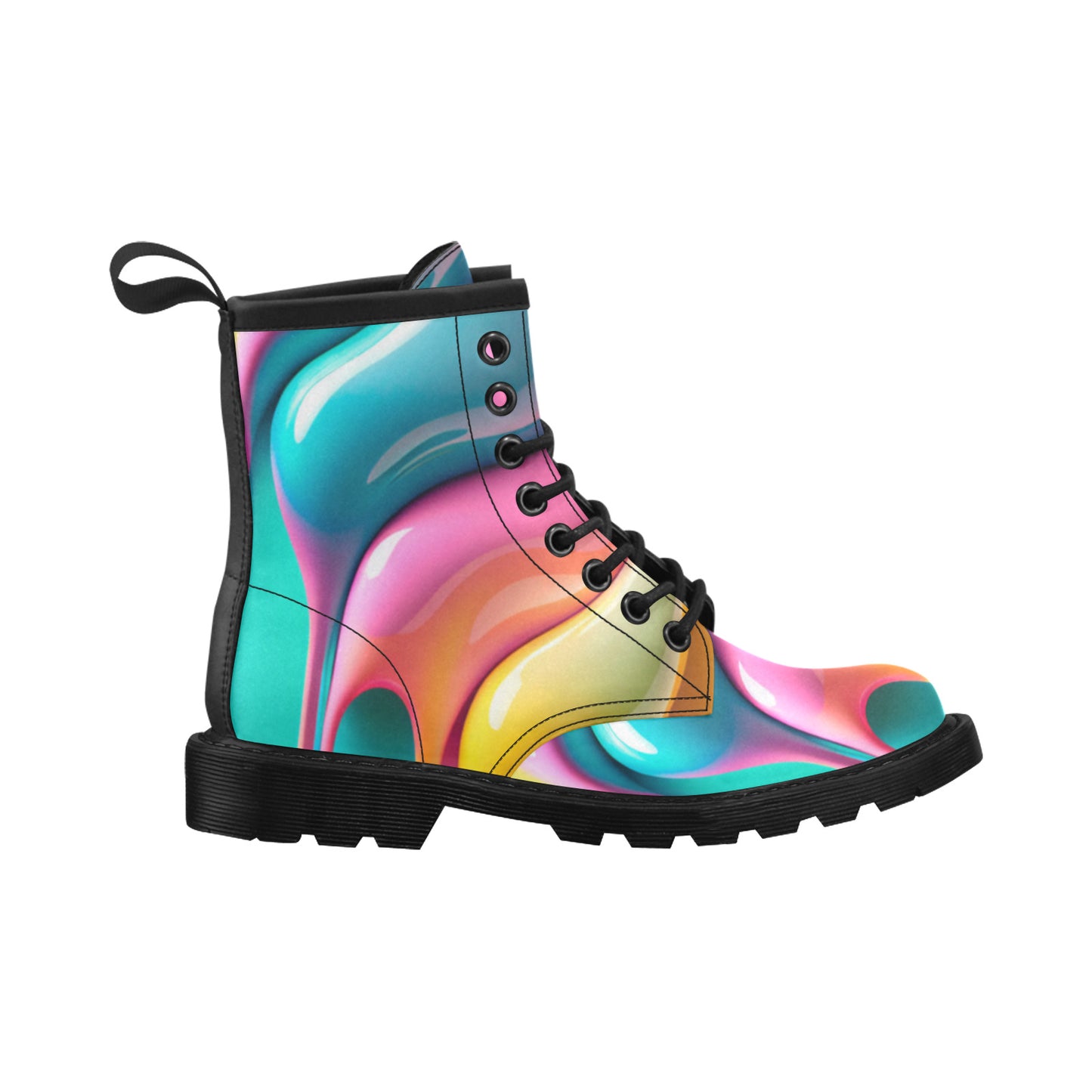 Paint Dripping Women's Leather Martens Boots