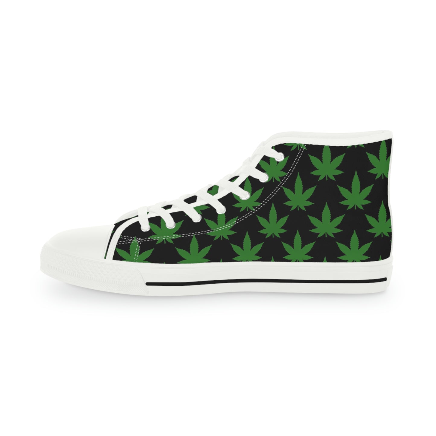 Marijuana Leaf Men's High Top Sneakers - Black and Green