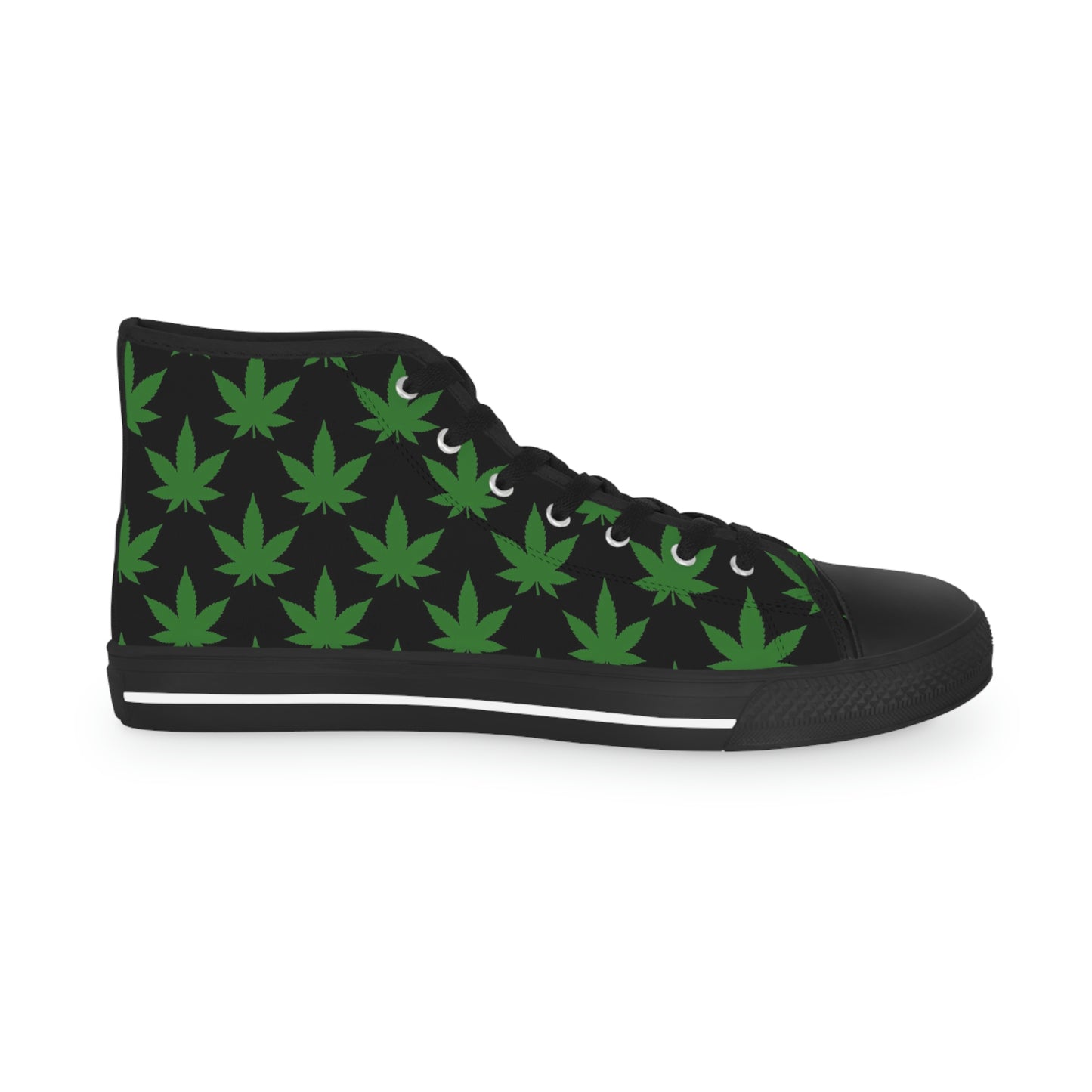 Marijuana Leaf Men's High Top Sneakers - Black and Green