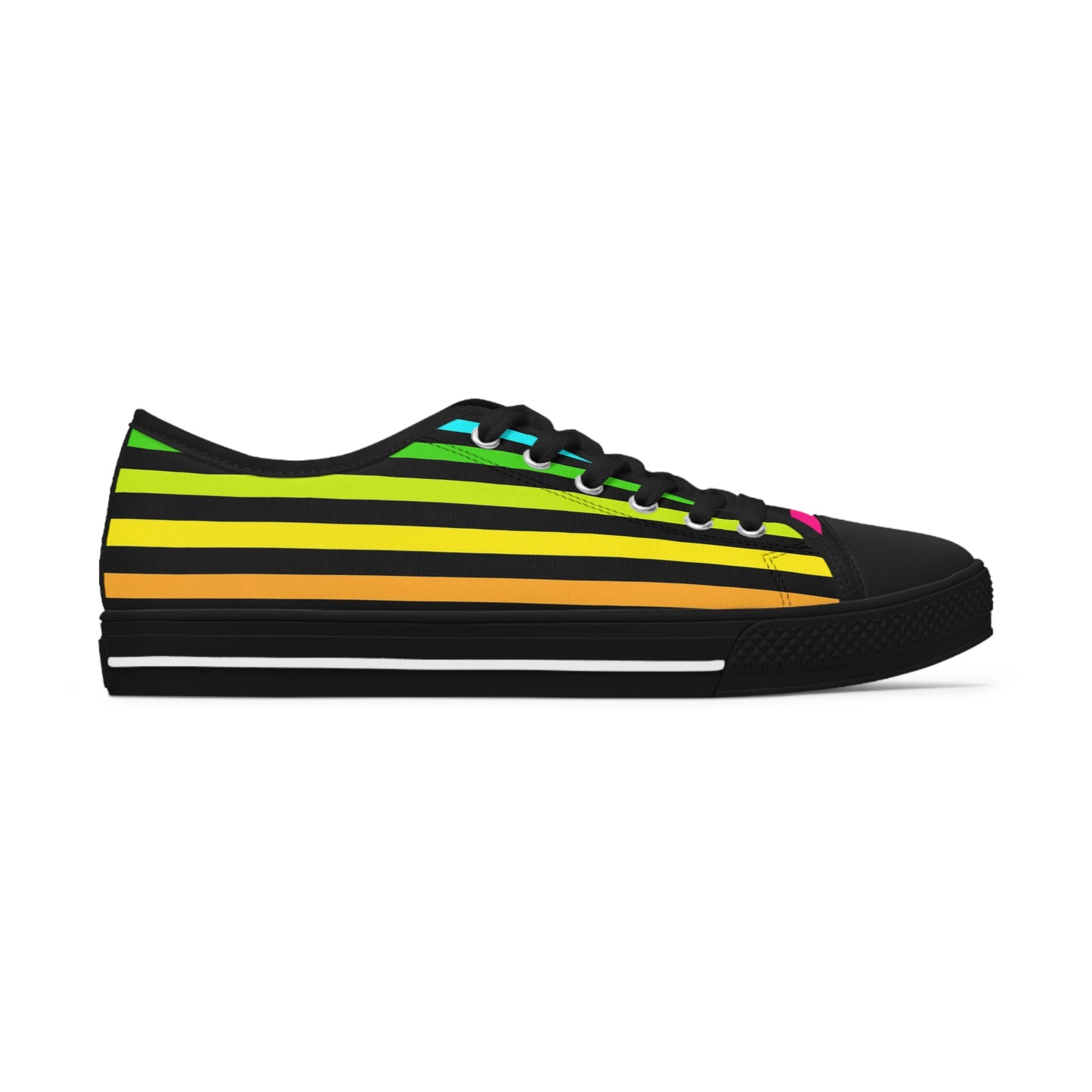 90's Neon Stripes Women's Low Top Sneakers