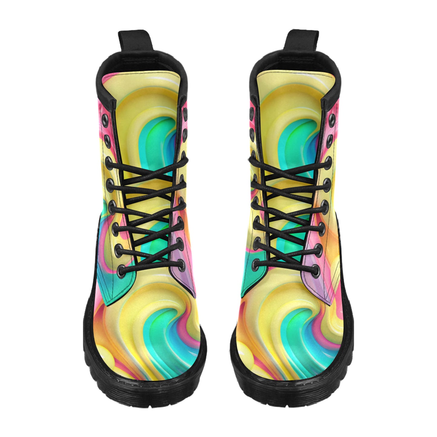 Paint Drip Women's PU Leather Martens Boots