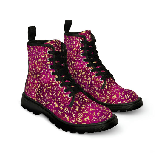 Daily Horoscopes Magenta Women's Canvas Boots