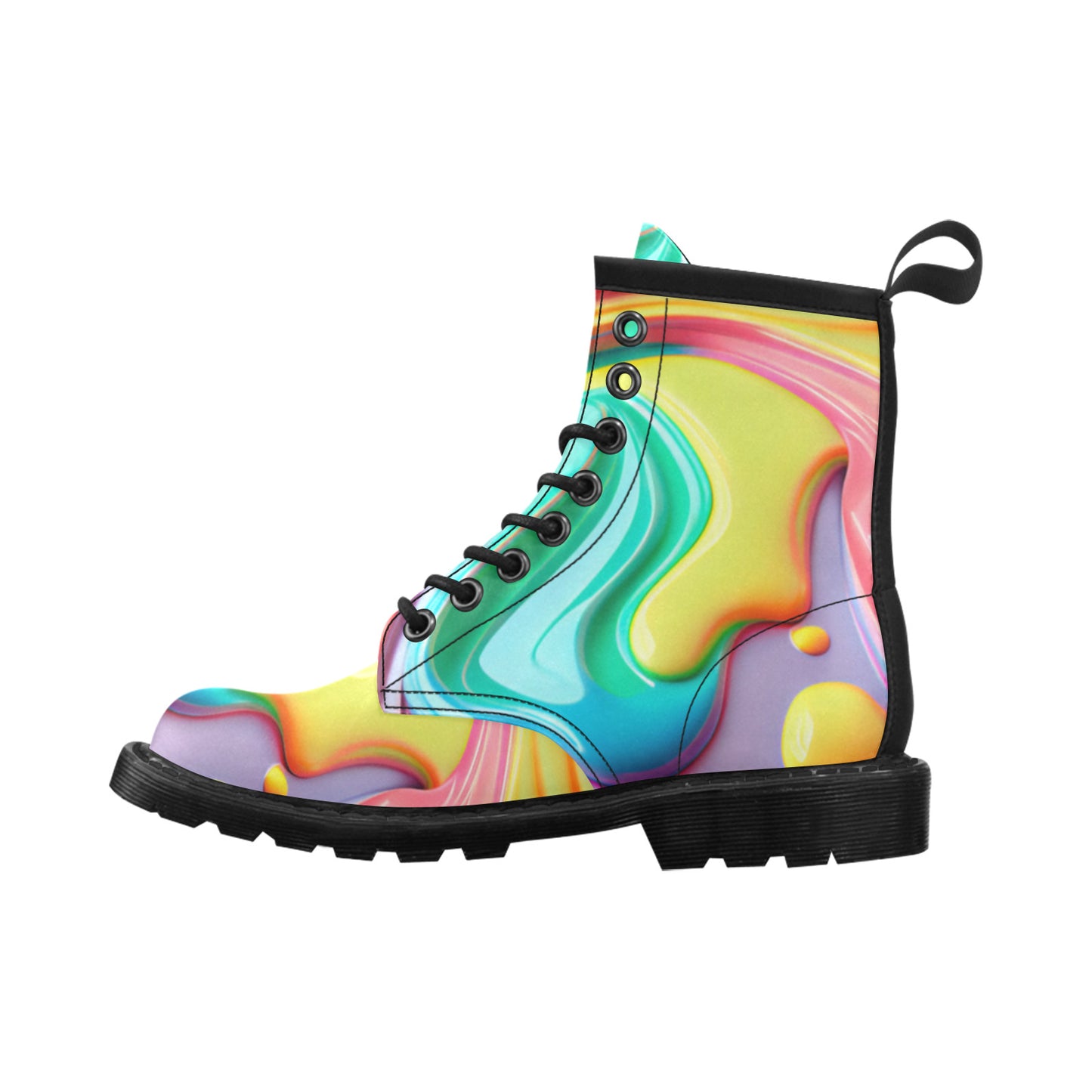 Paint Drip Women's PU Leather Martens Boots