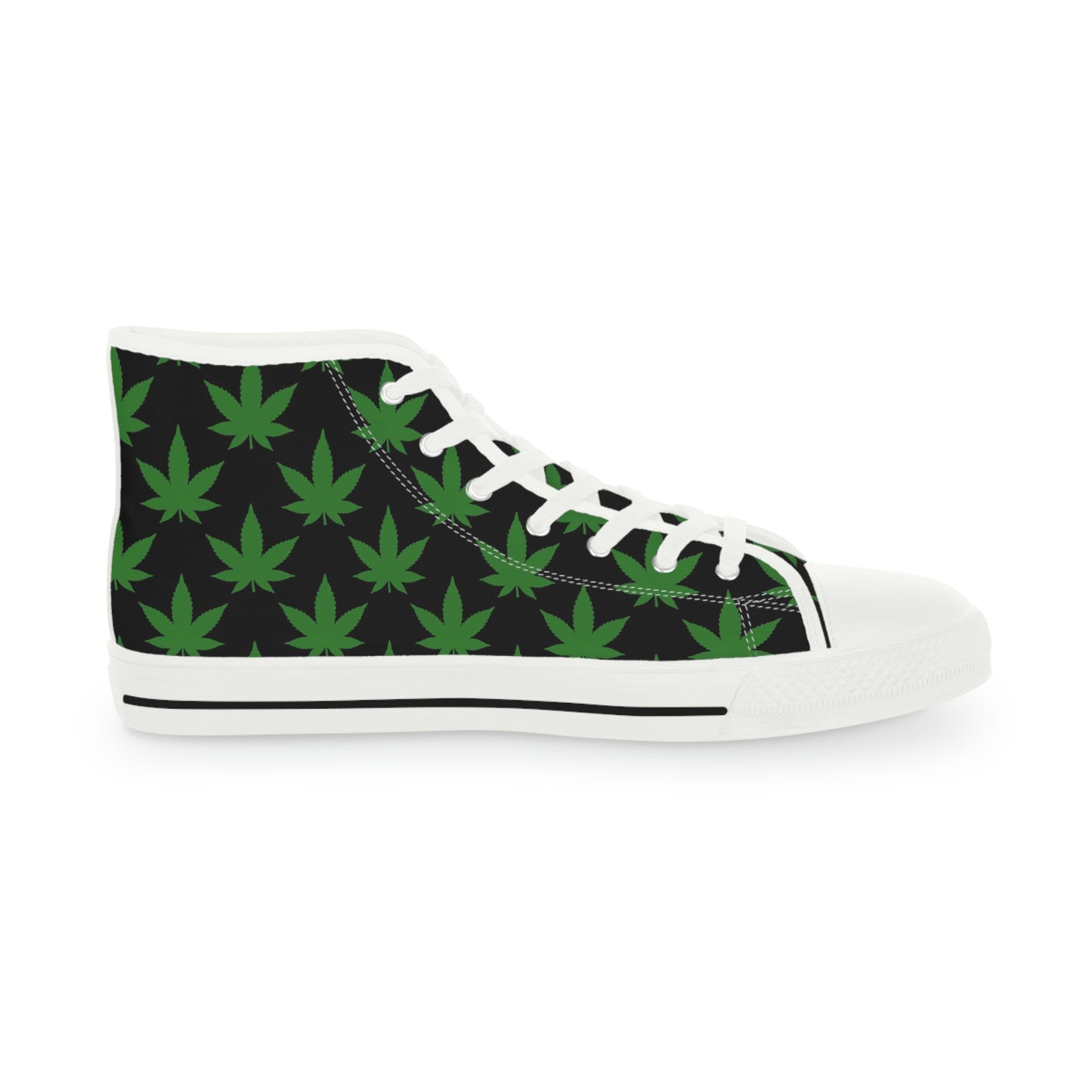 Marijuana Leaf Men's High Top Sneakers - Black and Green