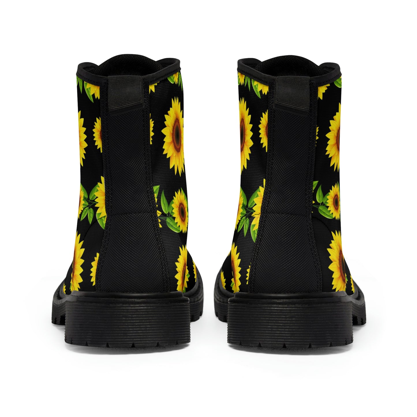 Blooming Sunflowers Women's Canvas Combat Boots