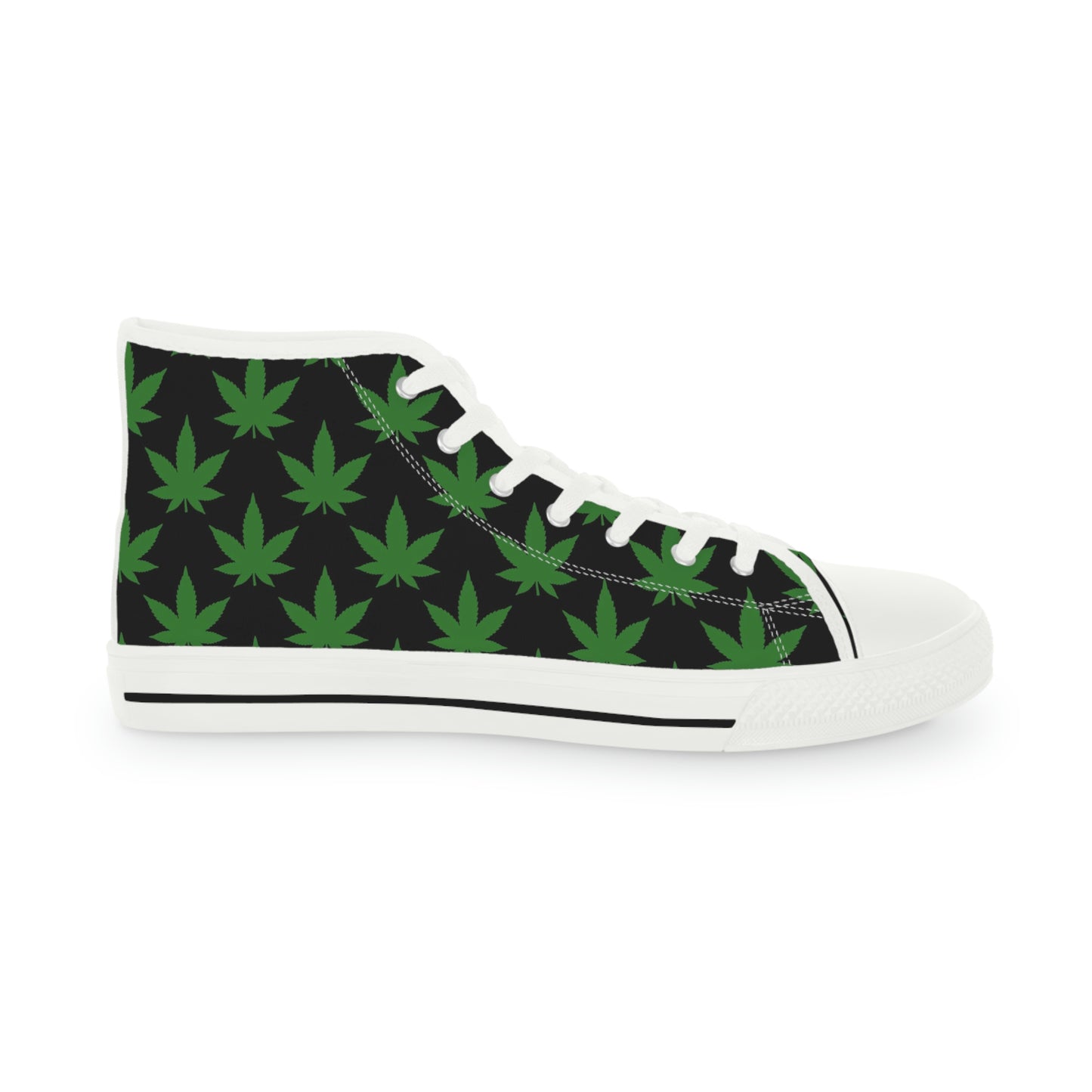 Marijuana Leaf Men's High Top Sneakers - Black and Green