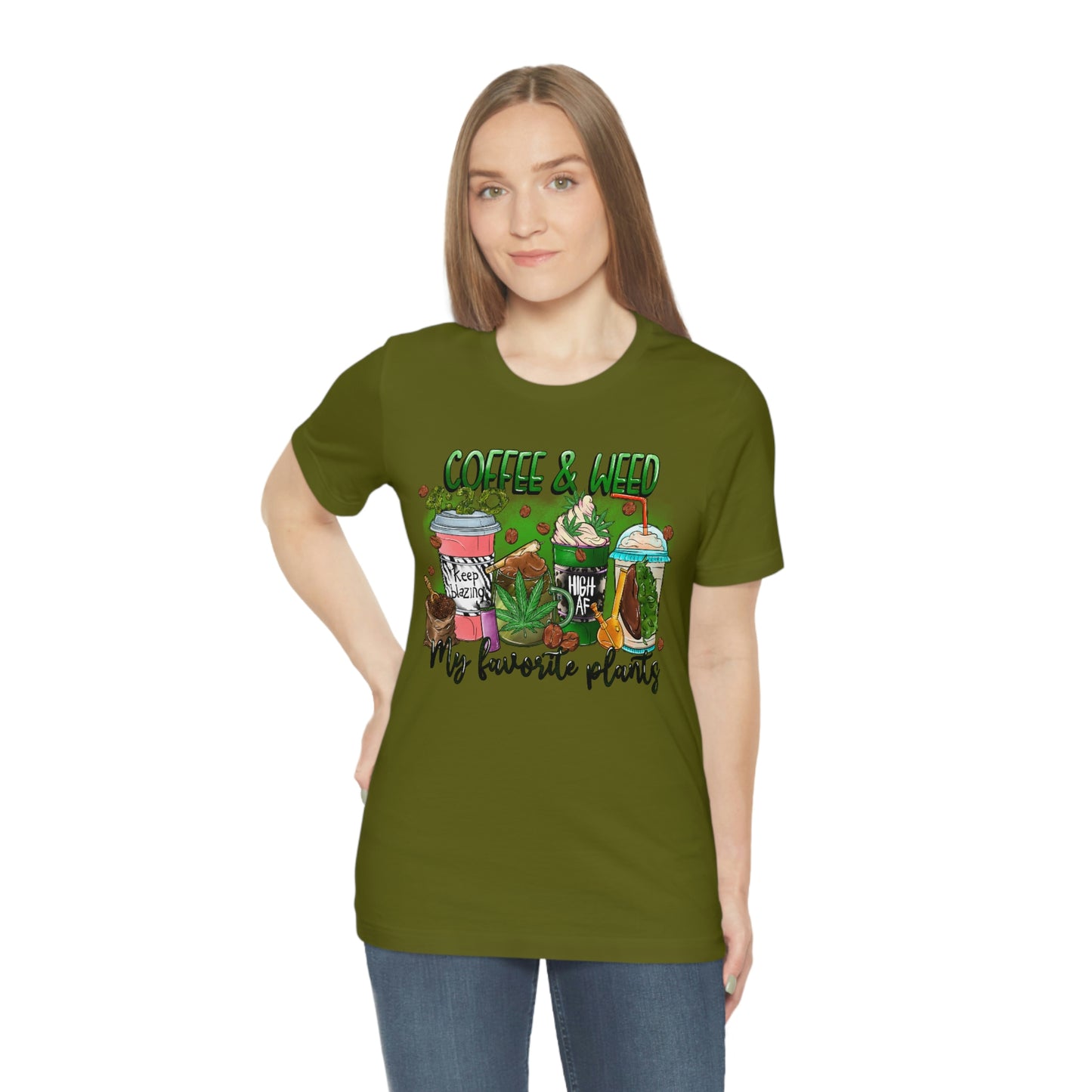 My Favorite Plants : Coffee and Weed 420 Unisex Jersey Short Sleeve Tee