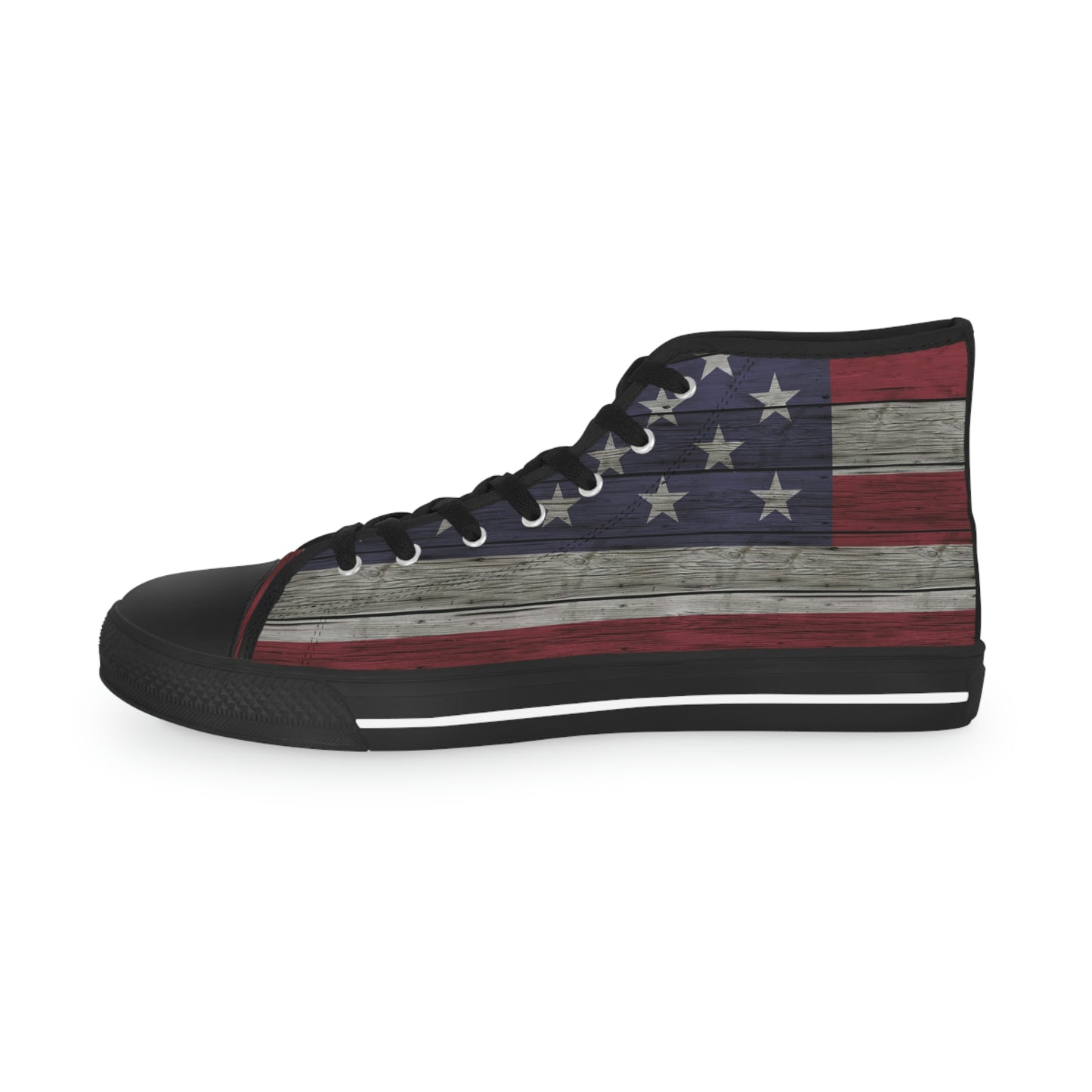 Distress American Flag Men's High Top Sneakers