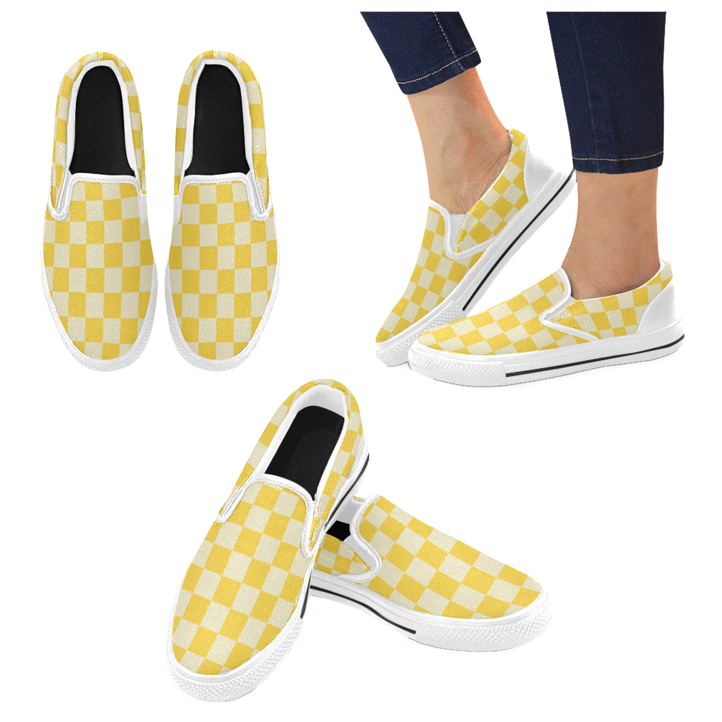 Checkerboard Slip On Canvas Kid's Shoes (Big Kids)