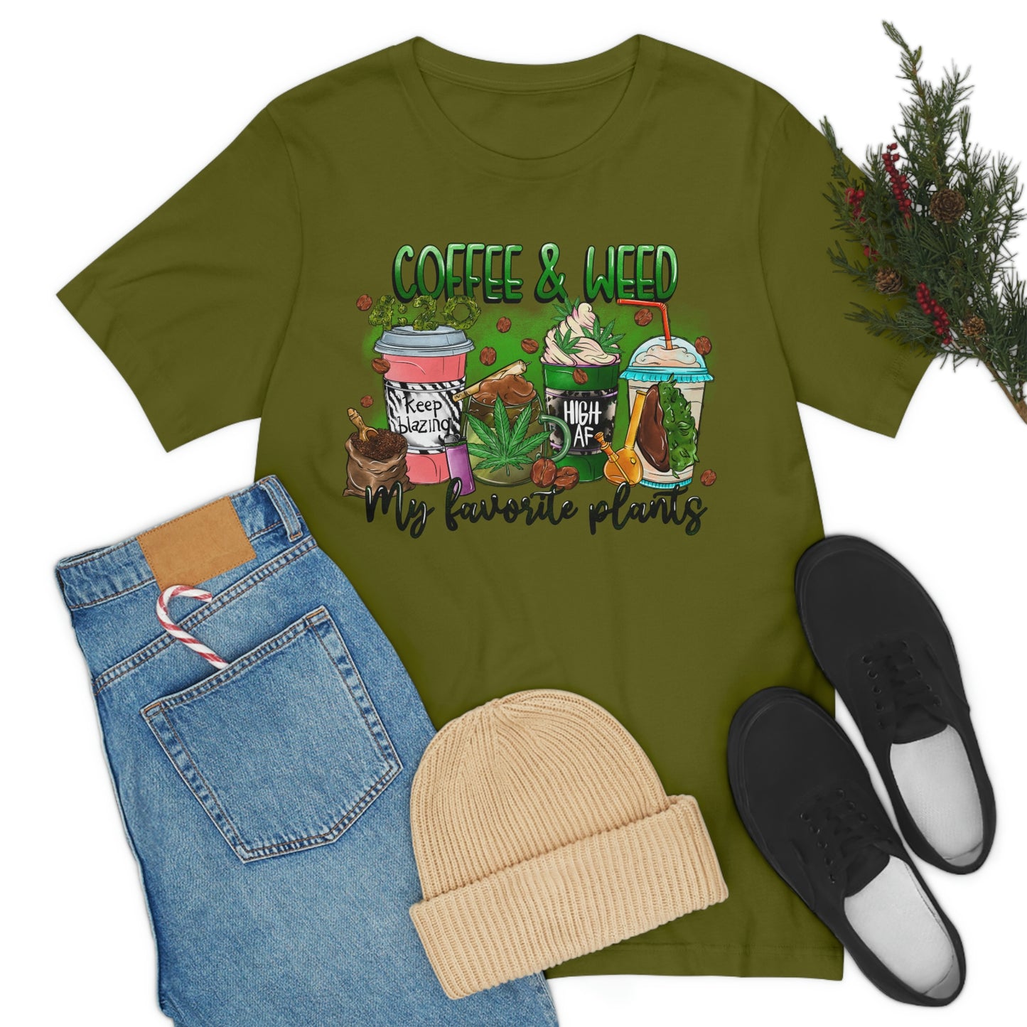 My Favorite Plants : Coffee and Weed 420 Unisex Jersey Short Sleeve Tee