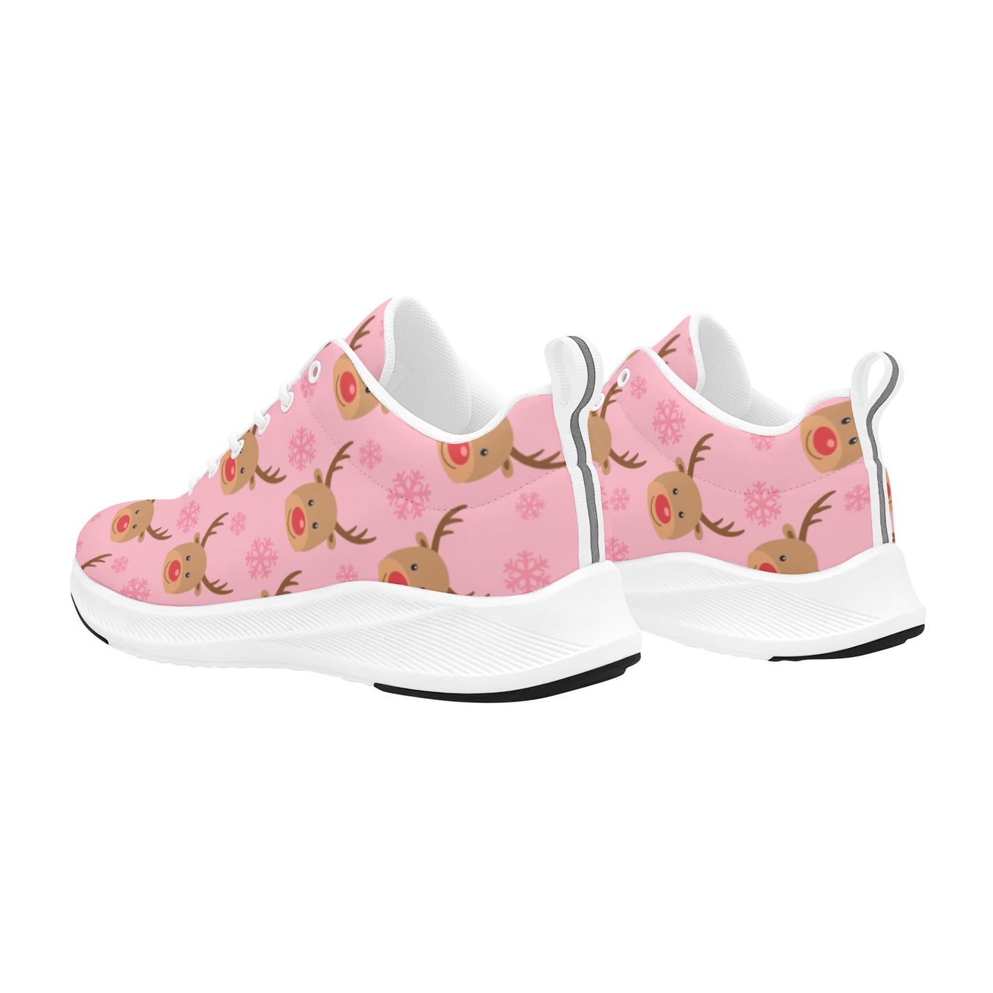 Pink Reindeer Girl Christmas Women's Running Sneakers