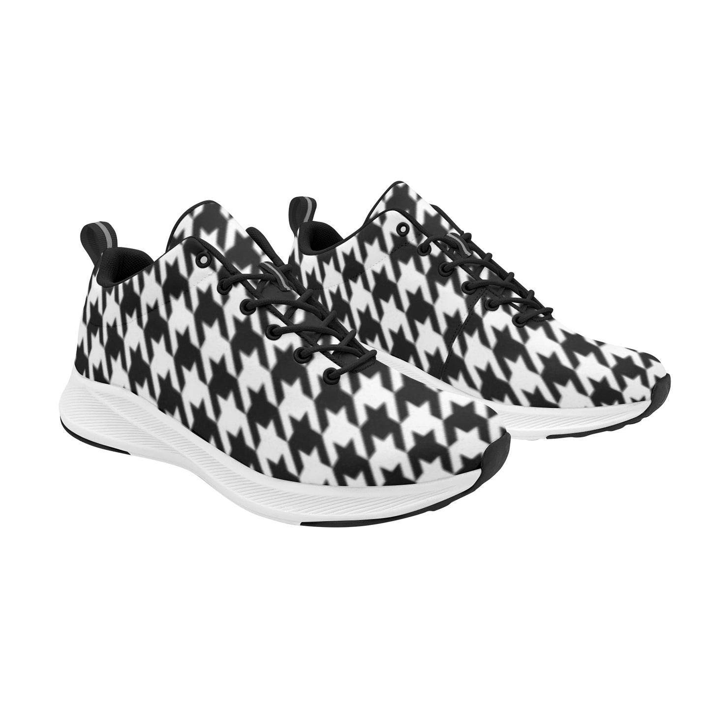 Big Black and White Houndstooth Women's Running Shoes