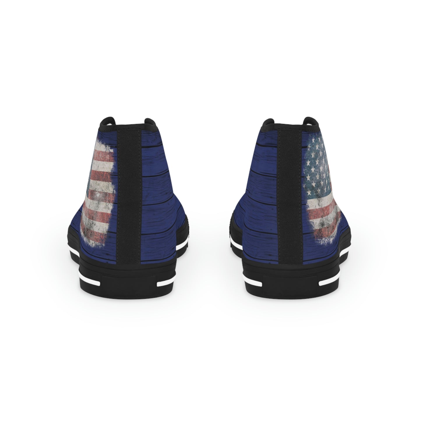 Wooden Distressed American Flag Men's High Top Sneakers