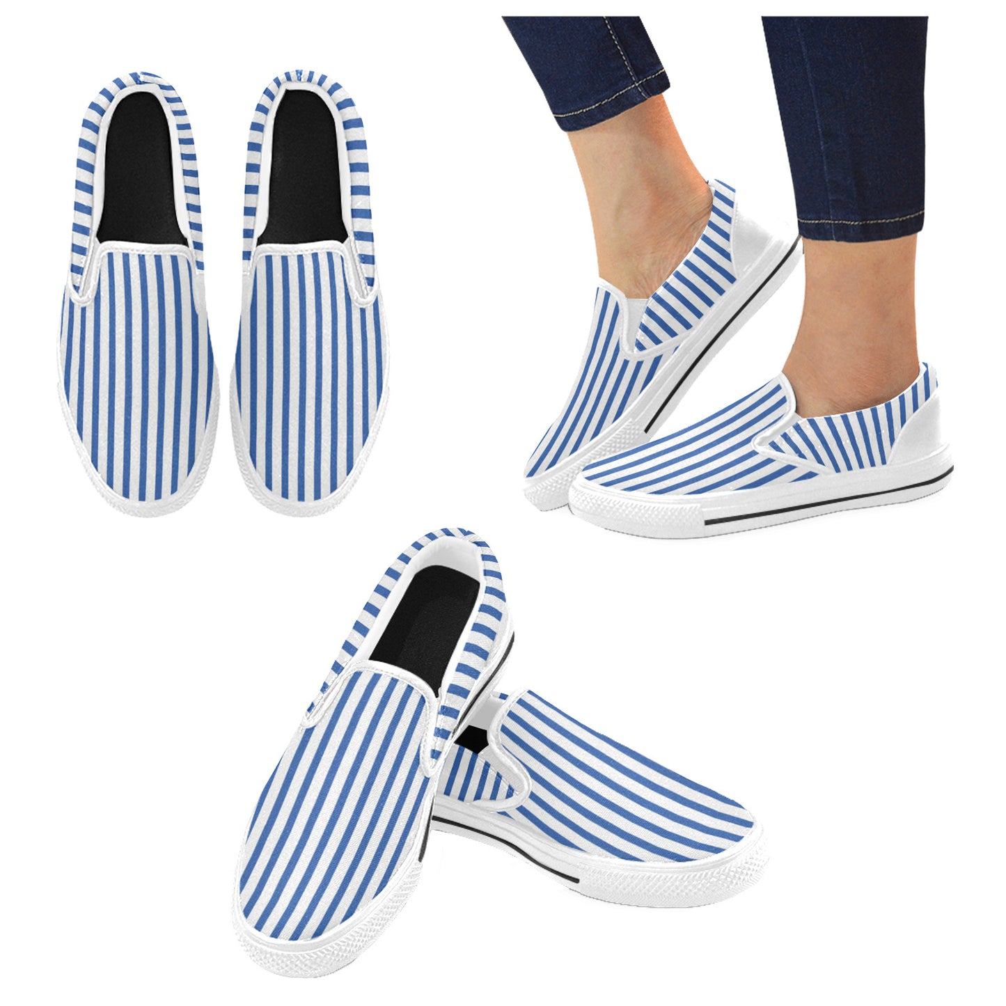 Cabana Stripes Slip On Canvas Kids Shoes (Big Kid)