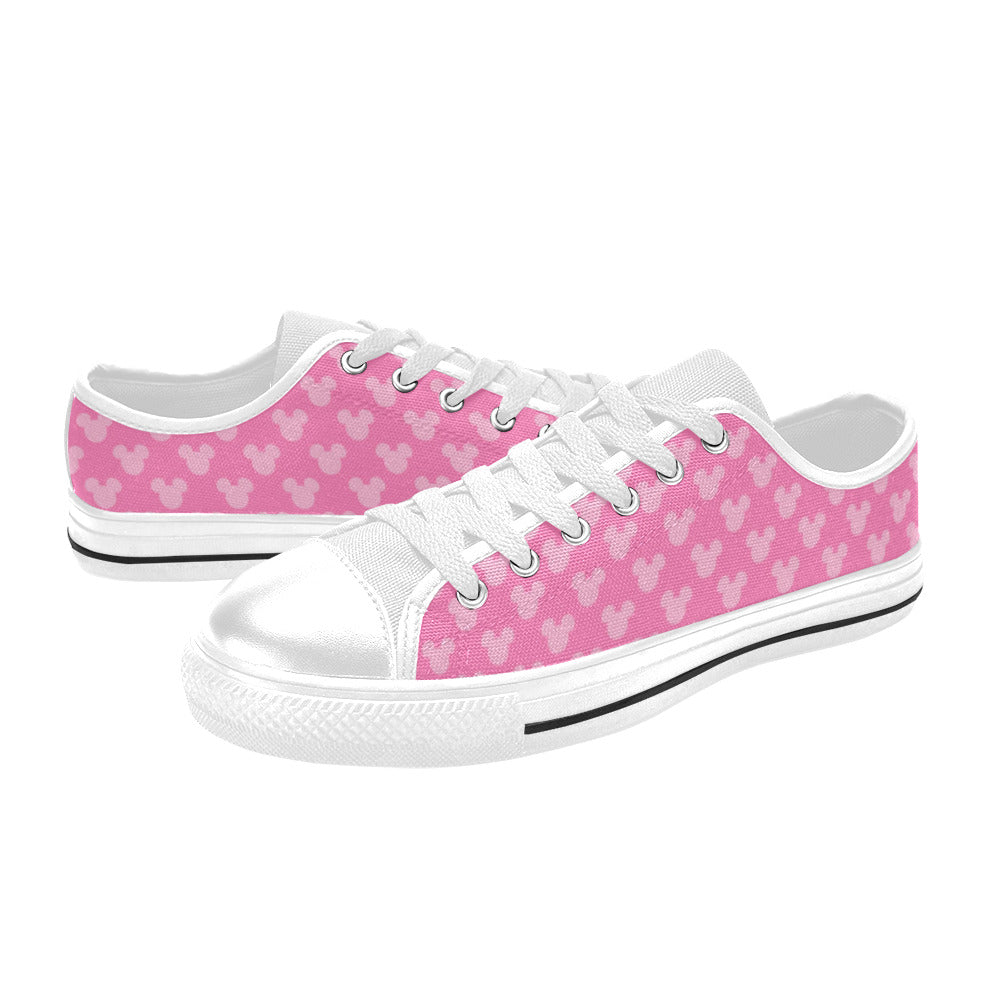 Pink Girly Mouse Head Canvas Kid's Sneakers (Big Kid)