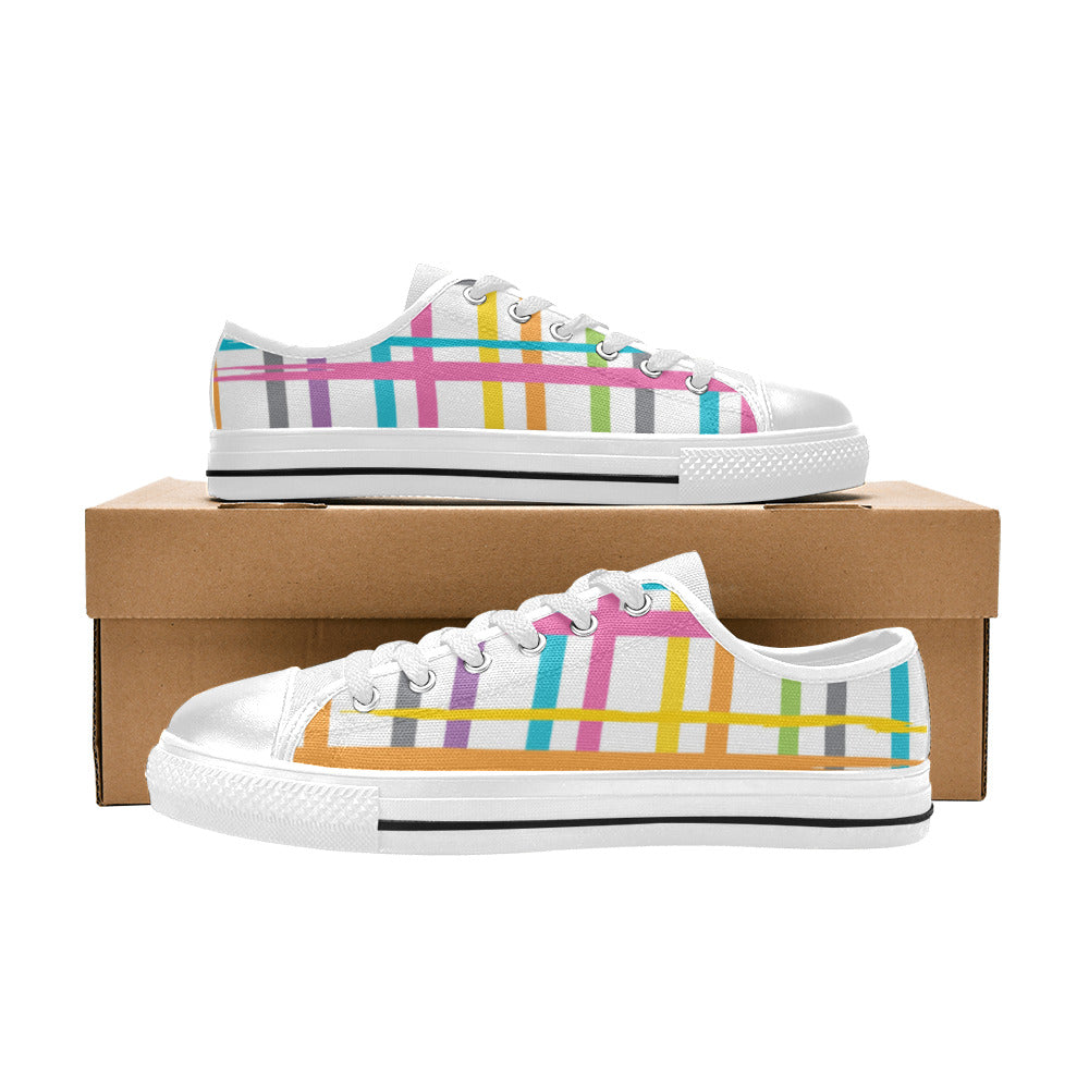 Bright Easter Stripes Canvas Kid's Shoes (Big Kid)