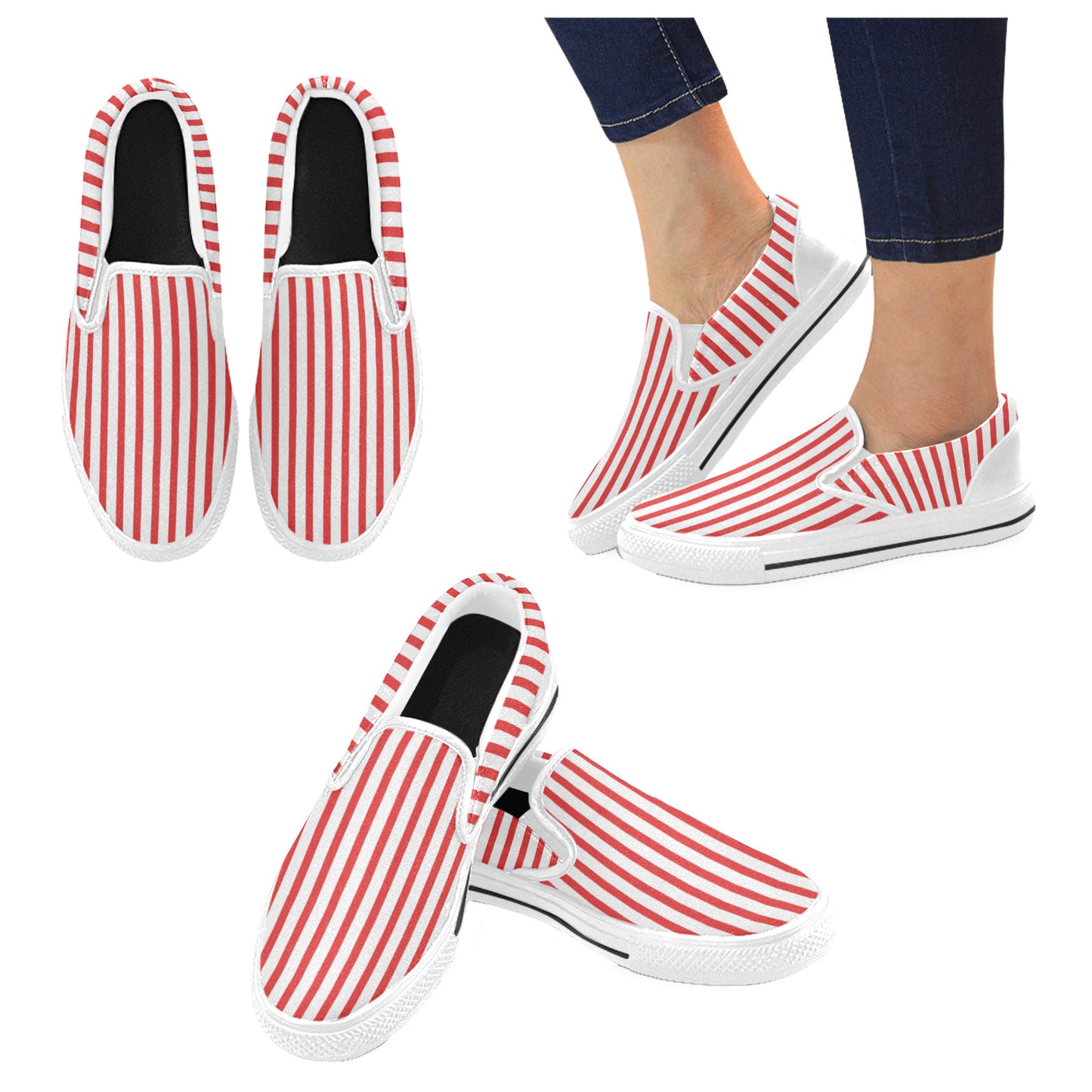 Cabana Stripes Slip On Canvas Kids Shoes (Big Kid)