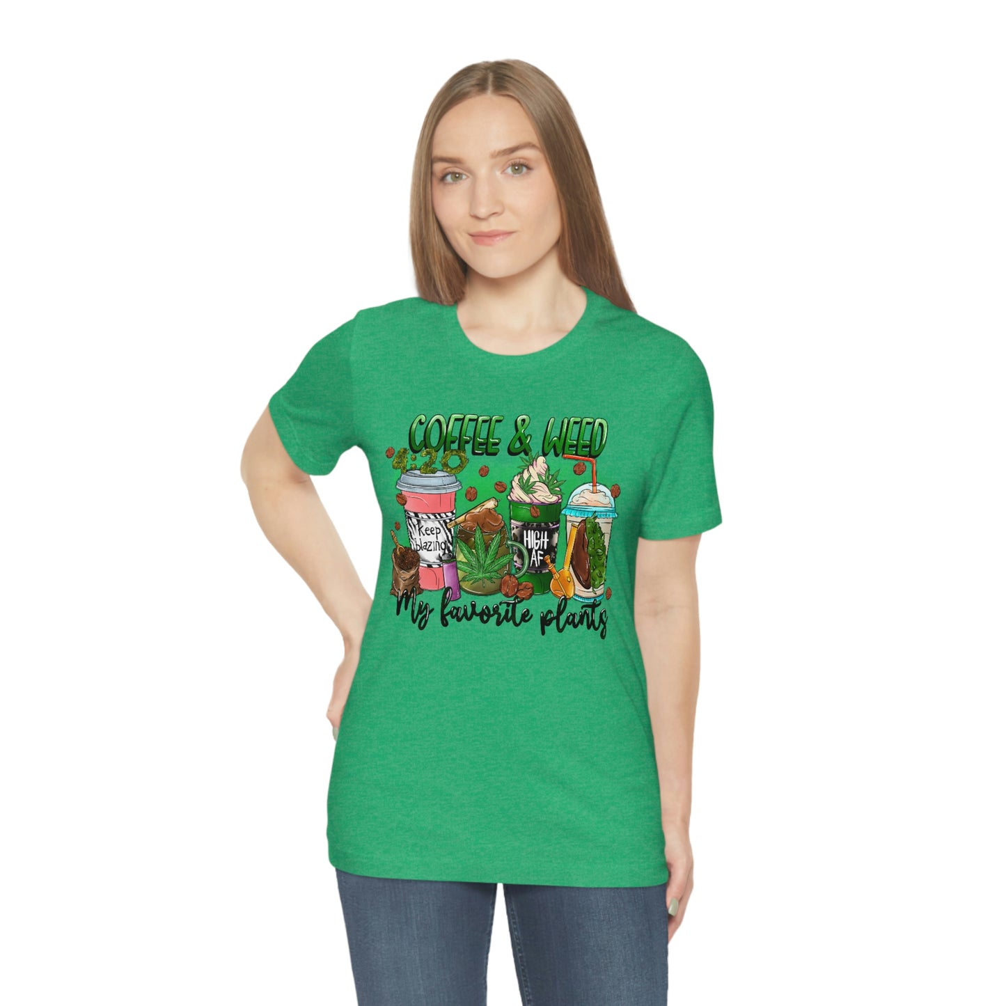 My Favorite Plants : Coffee and Weed 420 Unisex Jersey Short Sleeve Tee