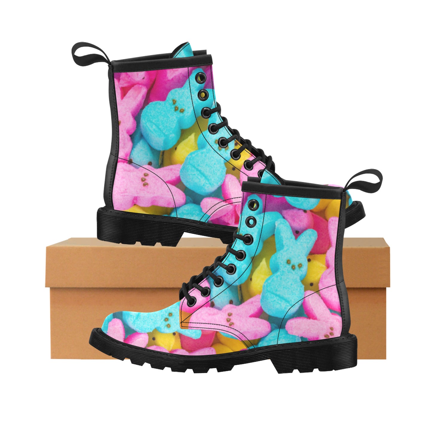 Sweet Marshmallows Bunnies Women's Leather Martens Boots