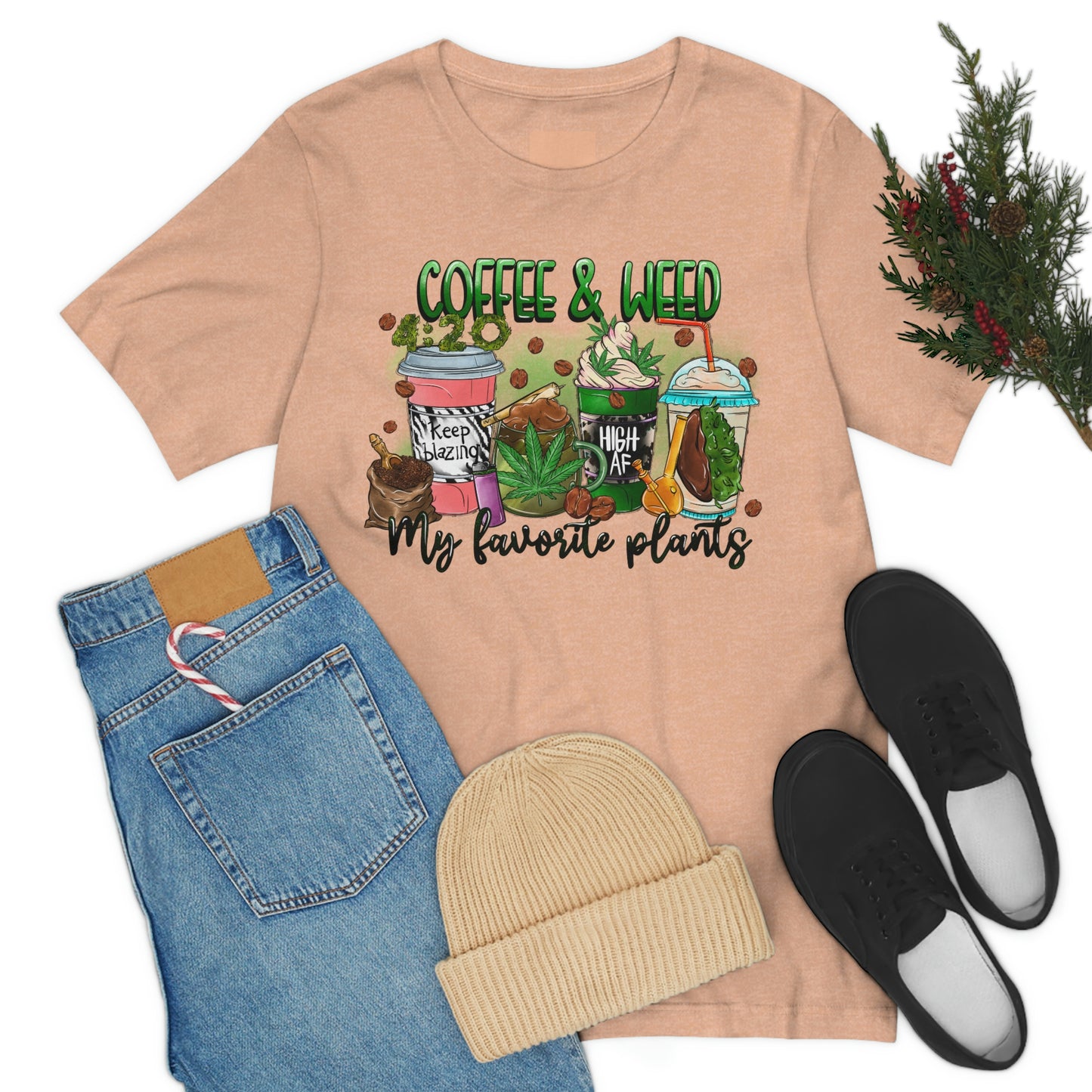 My Favorite Plants : Coffee and Weed 420 Unisex Jersey Short Sleeve Tee