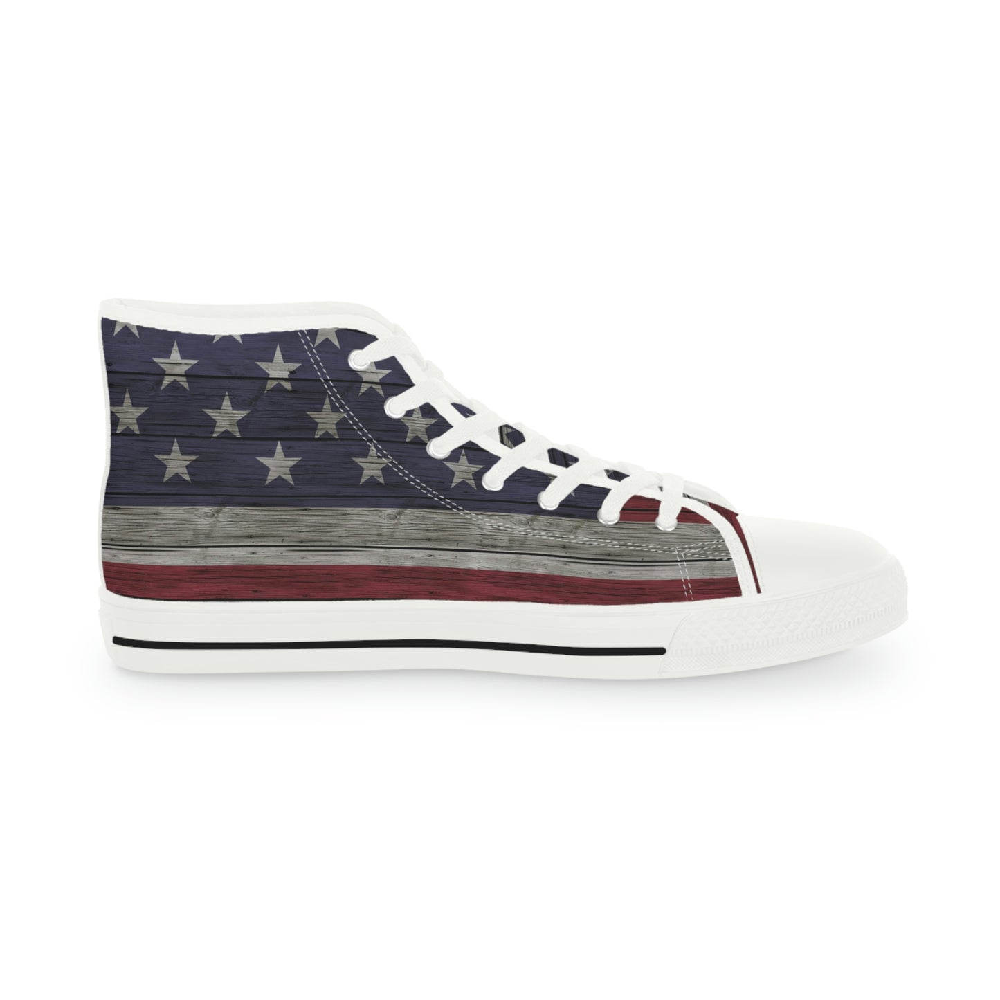 Distress American Flag Men's High Top Sneakers