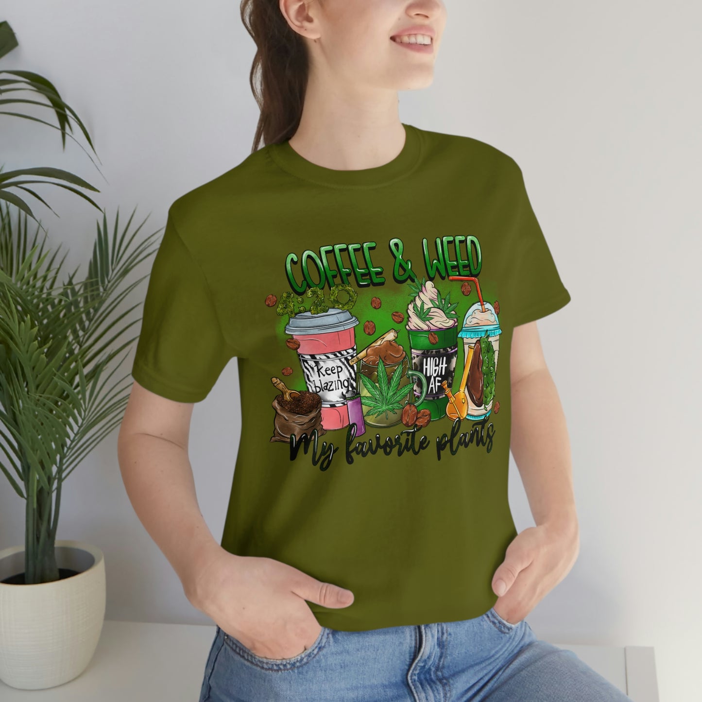 My Favorite Plants : Coffee and Weed 420 Unisex Jersey Short Sleeve Tee