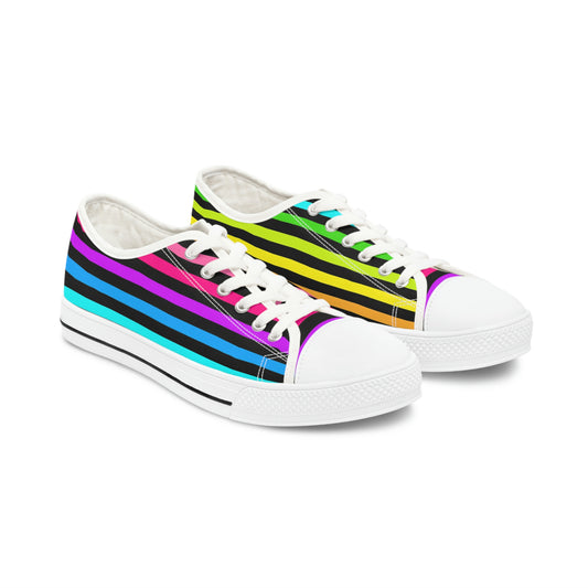 90's Neon Stripes Women's Low Top Sneakers