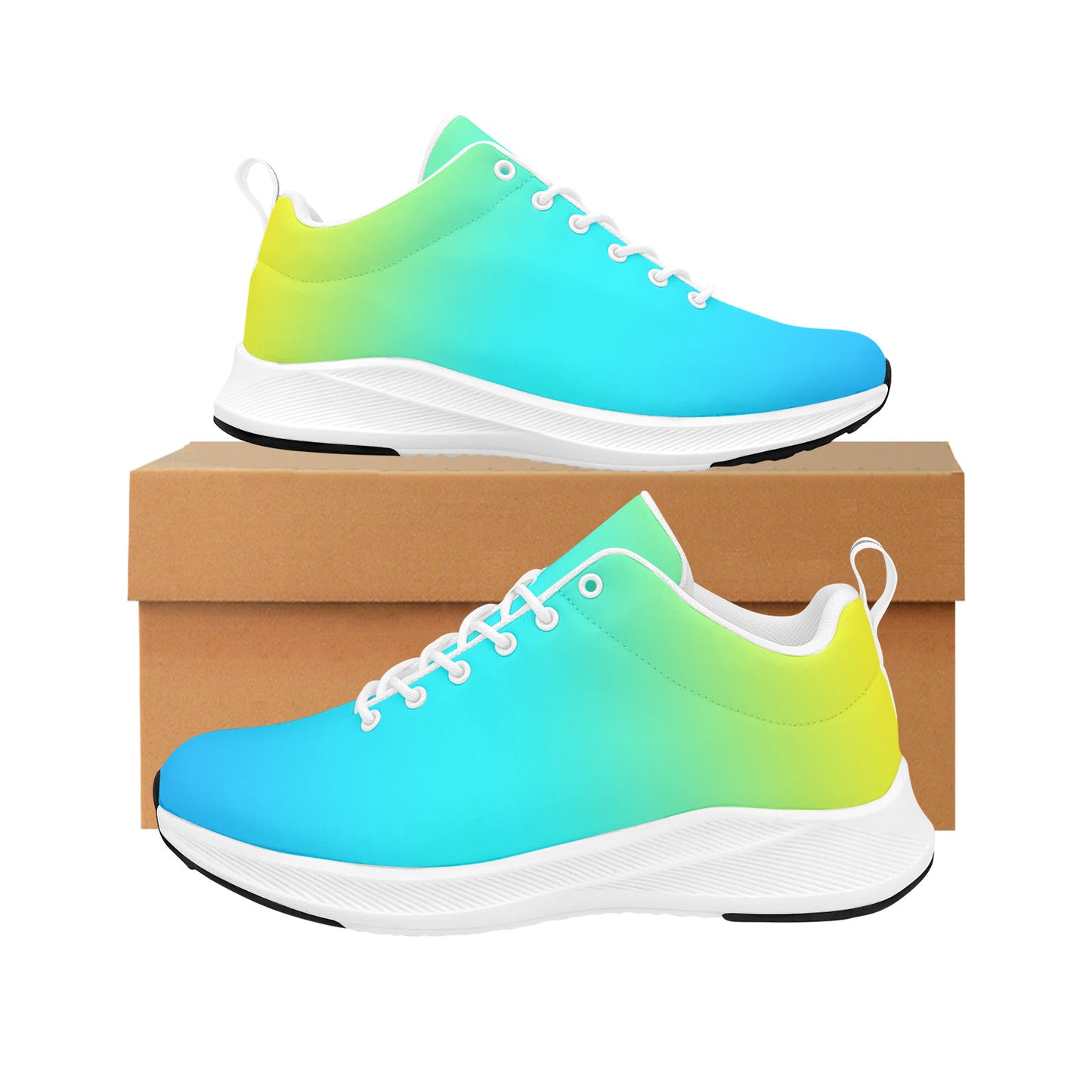 Blue and Yellow Ombre Women's Running Shoes