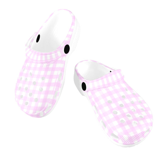 Pink Gingham Girls Clogs