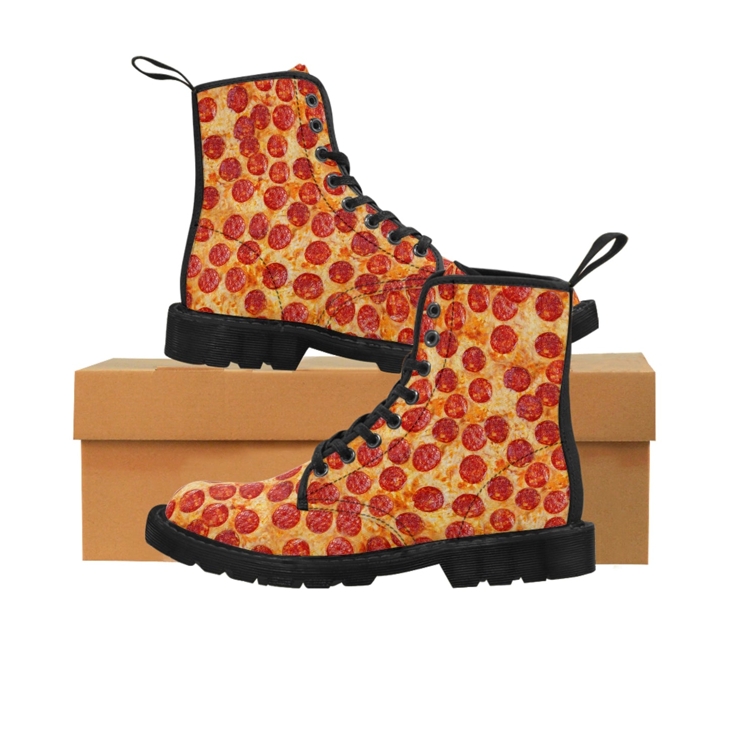 Pepperoni Pizza Men's Canvas Boots