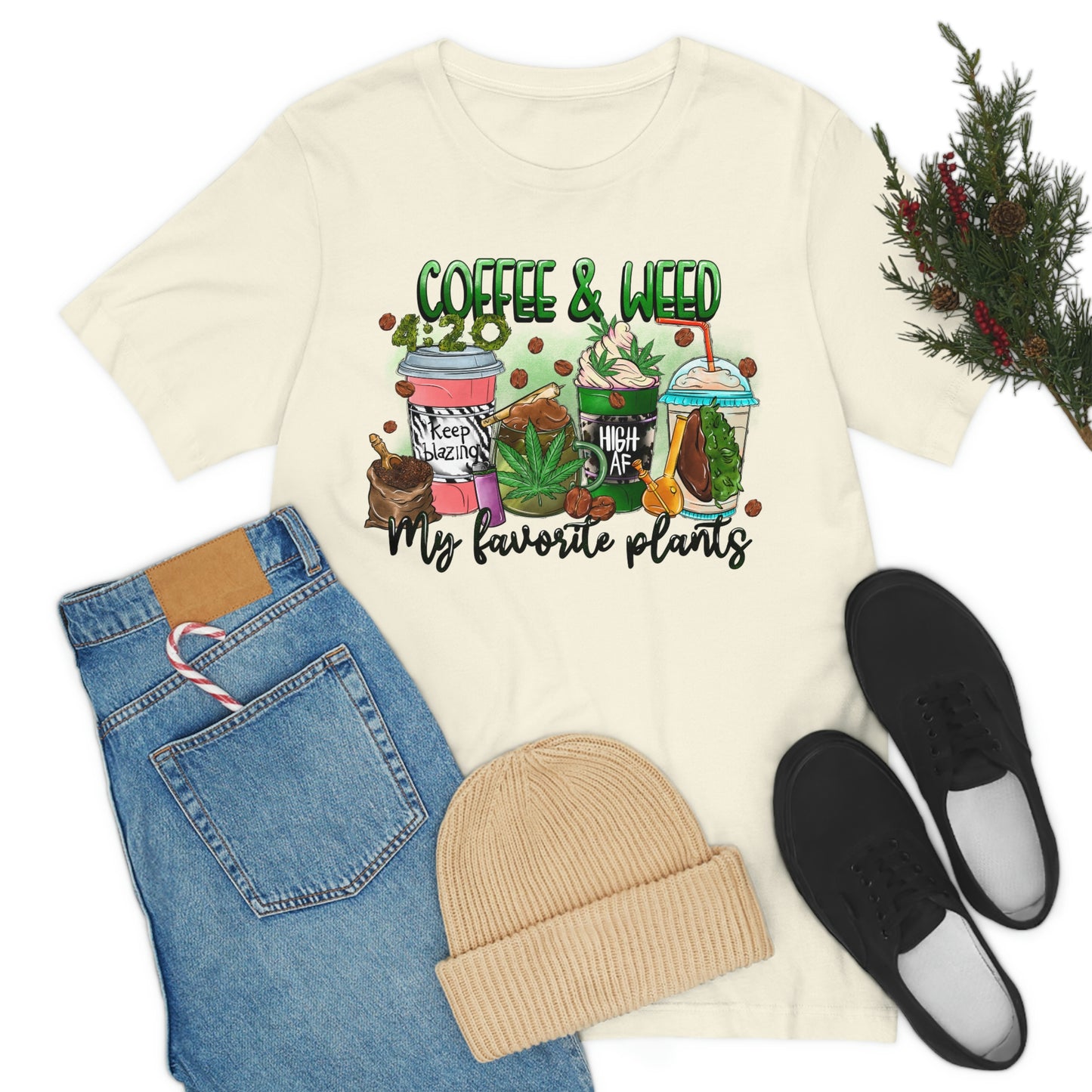 My Favorite Plants : Coffee and Weed 420 Unisex Jersey Short Sleeve Tee