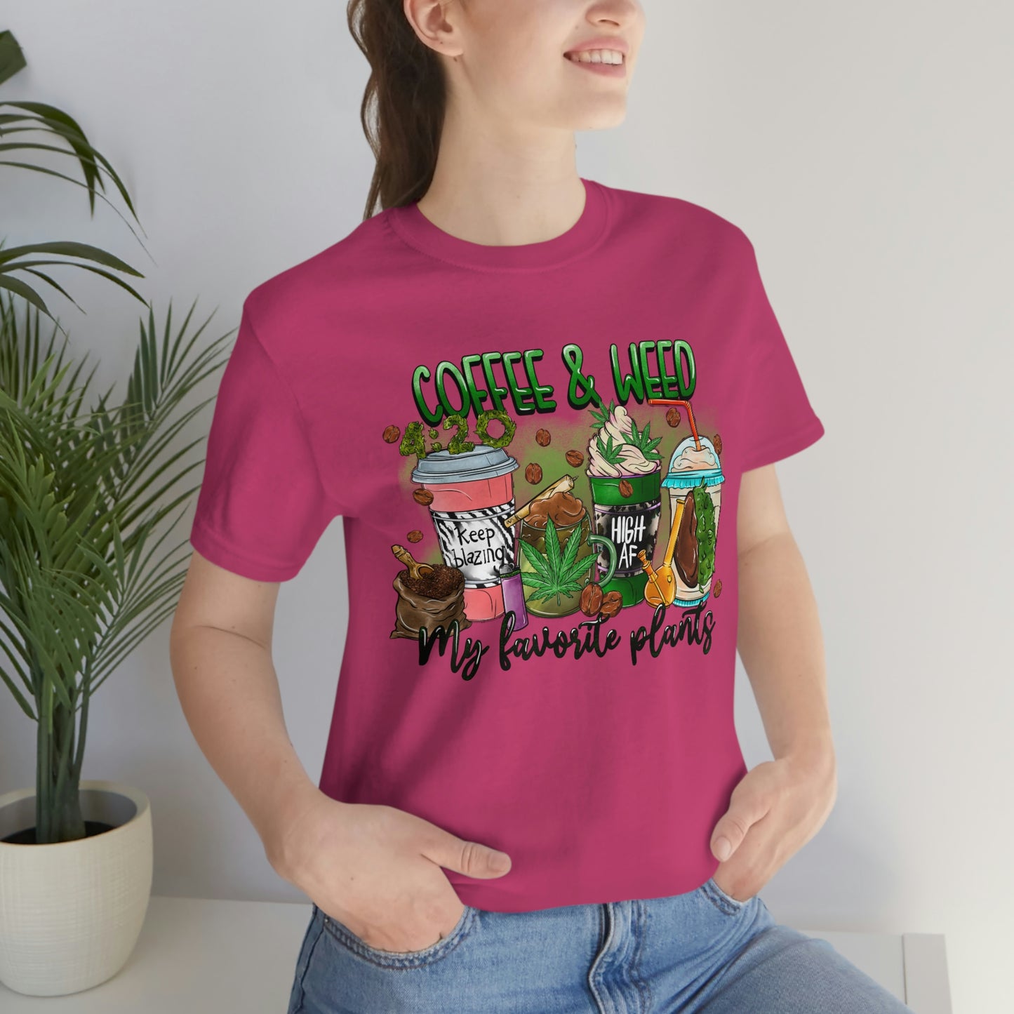 My Favorite Plants : Coffee and Weed 420 Unisex Jersey Short Sleeve Tee