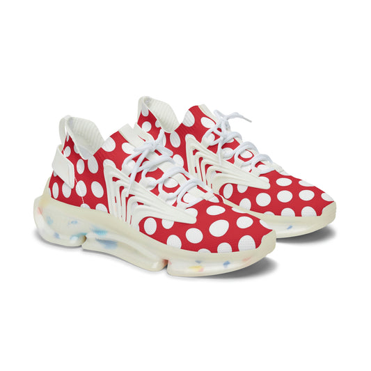 Red Polka Dots Women's Mesh Sneakers