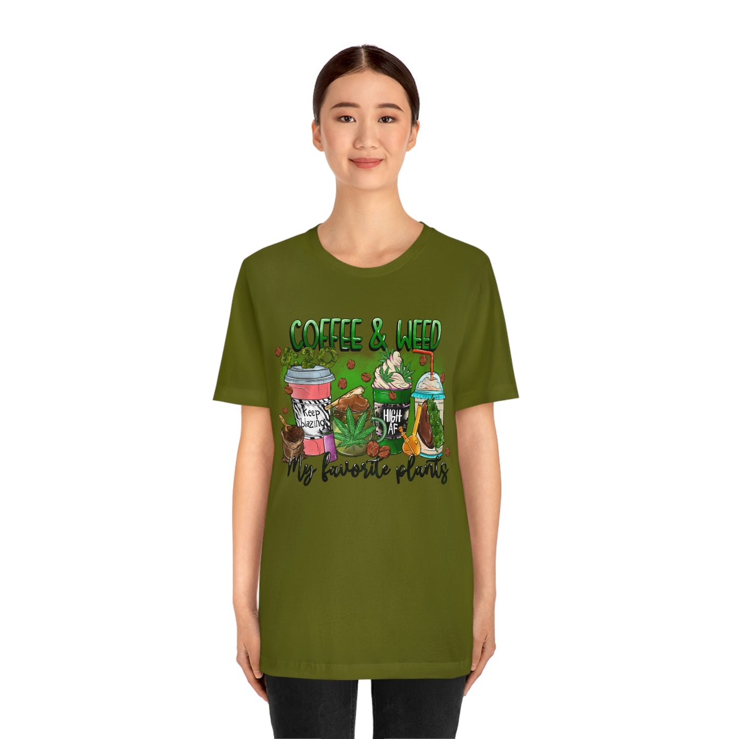 My Favorite Plants : Coffee and Weed 420 Unisex Jersey Short Sleeve Tee