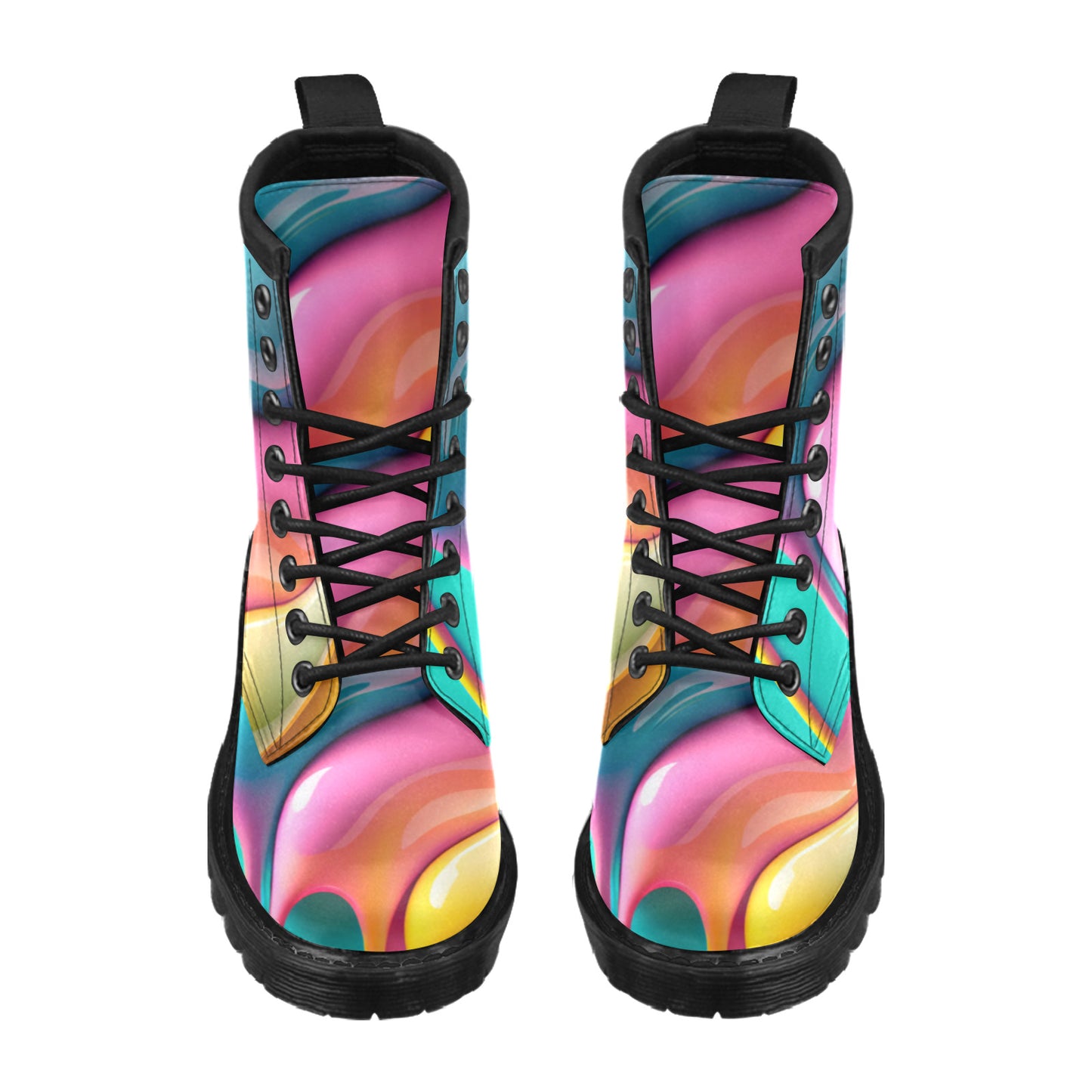 Paint Dripping Women's Leather Martens Boots