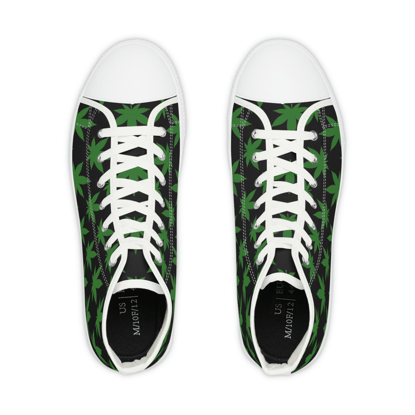 Marijuana Leaf Men's High Top Sneakers - Black and Green