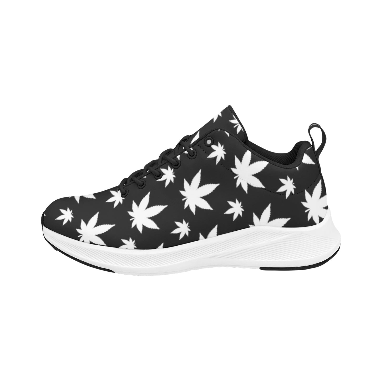 420 Delight - Black and White Marijuana Leaf Women's Alpha Running Shoes