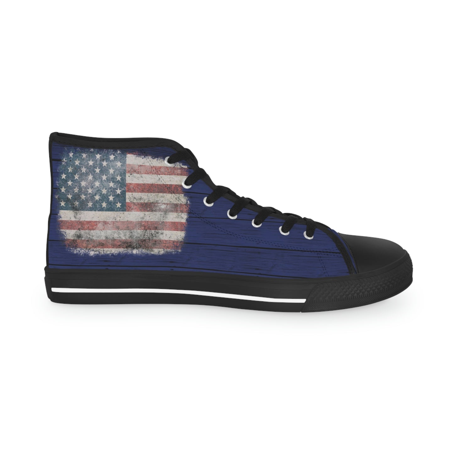 Wooden Distressed American Flag Men's High Top Sneakers