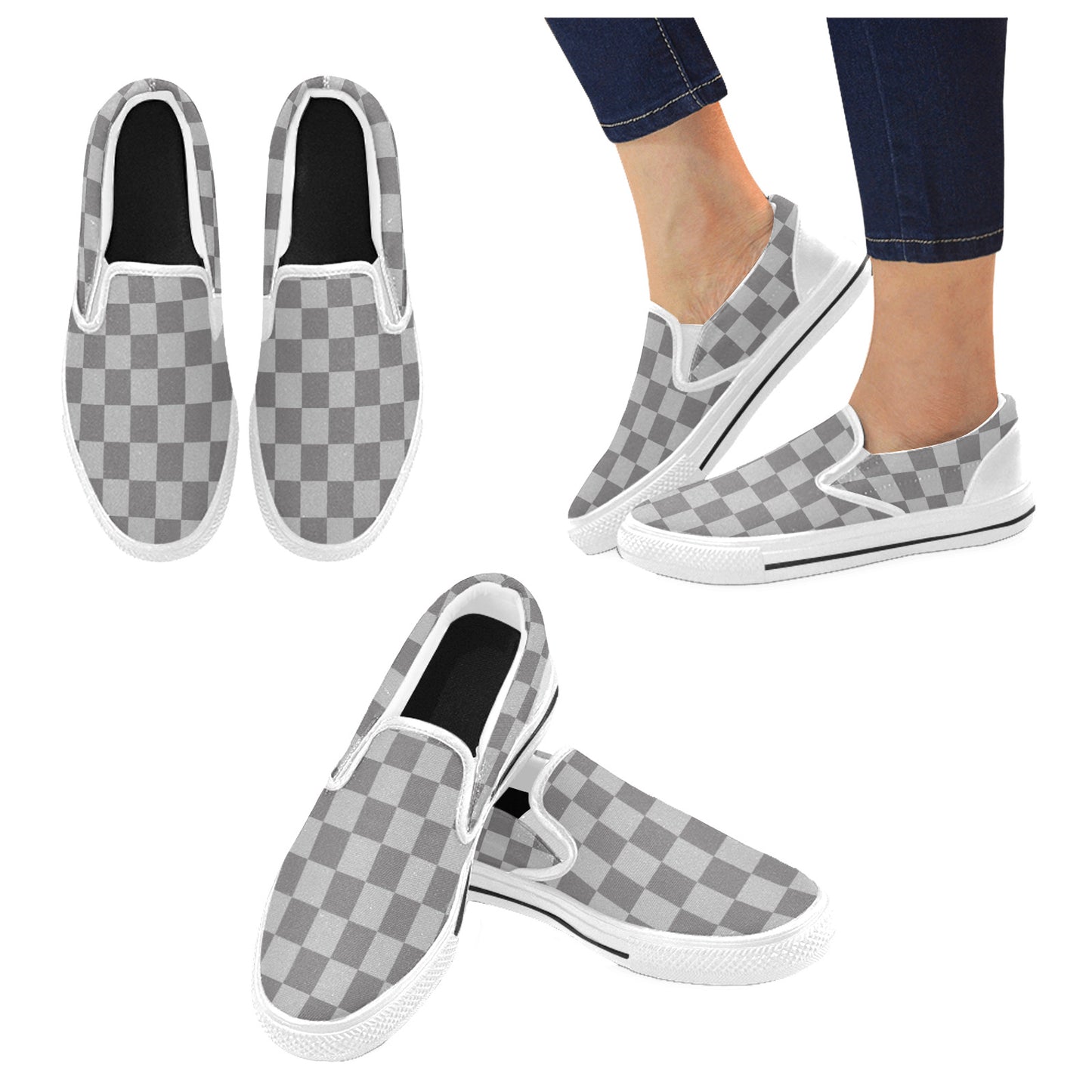 Checkerboard Slip On Canvas Kid's Shoes (Big Kids)