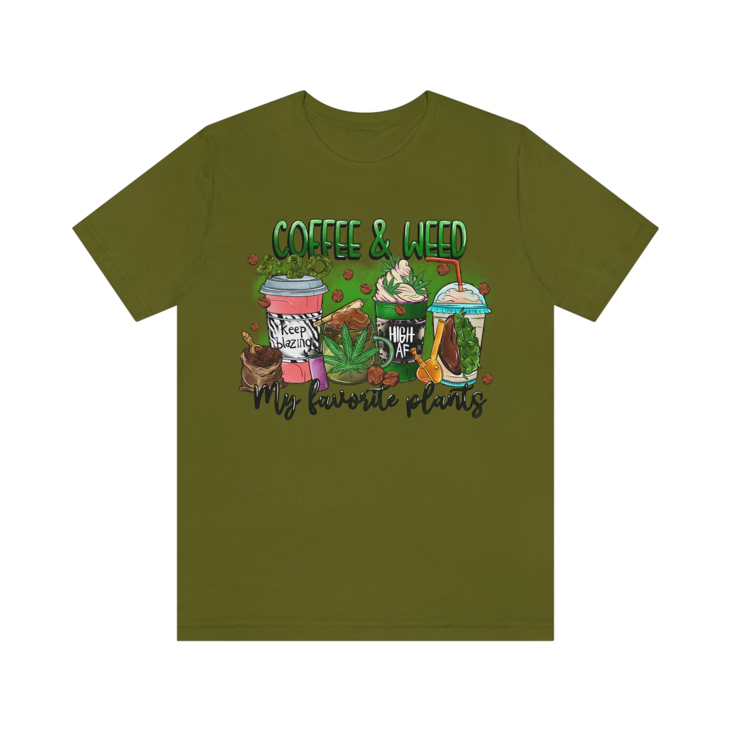 My Favorite Plants : Coffee and Weed 420 Unisex Jersey Short Sleeve Tee