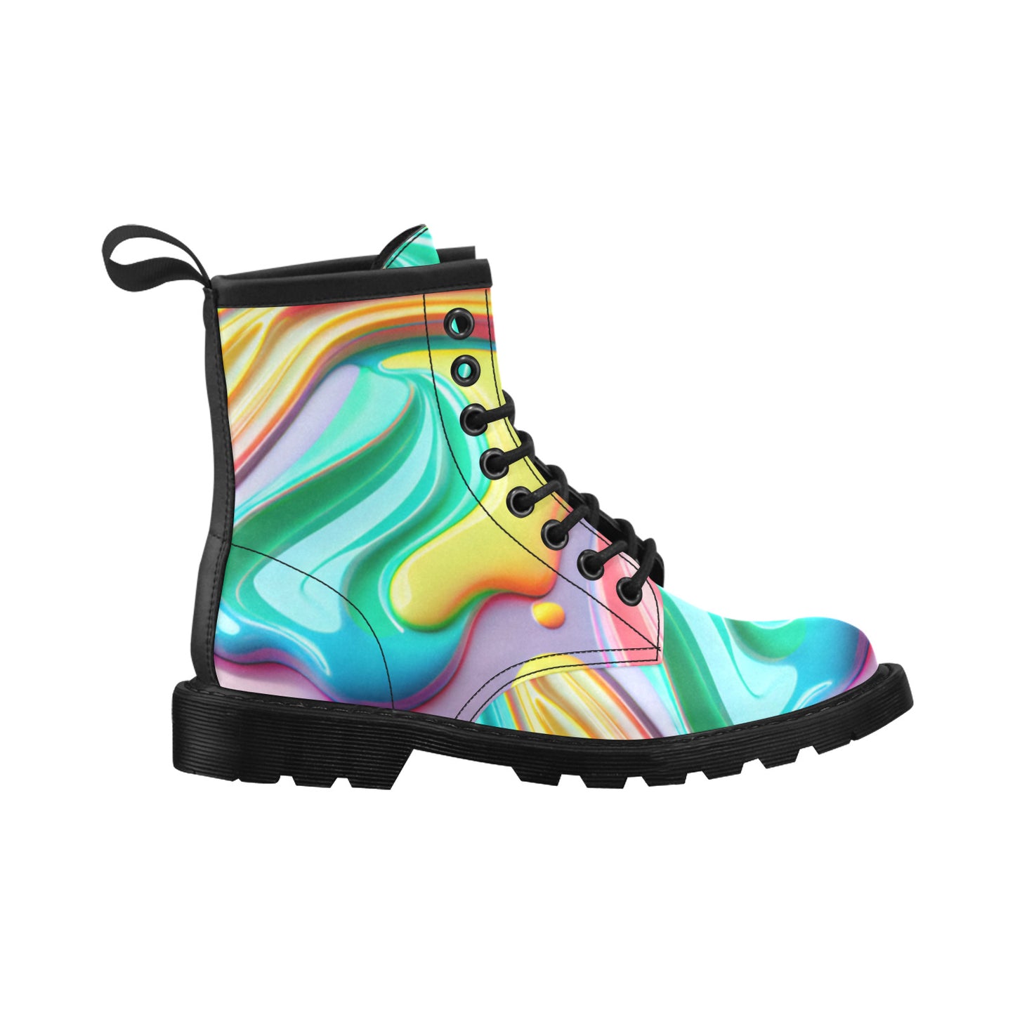 Paint Drip Women's PU Leather Martens Boots