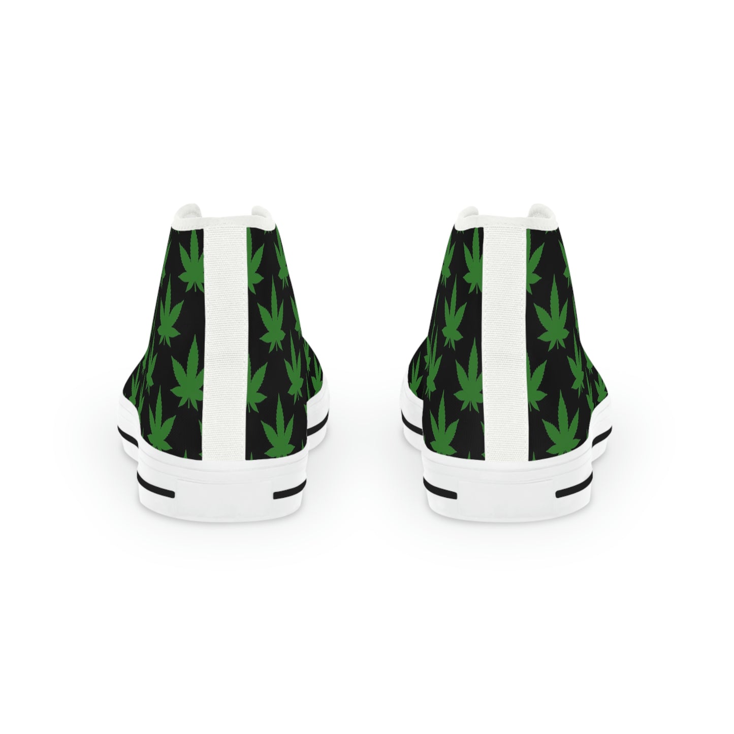 Marijuana Leaf Men's High Top Sneakers - Black and Green