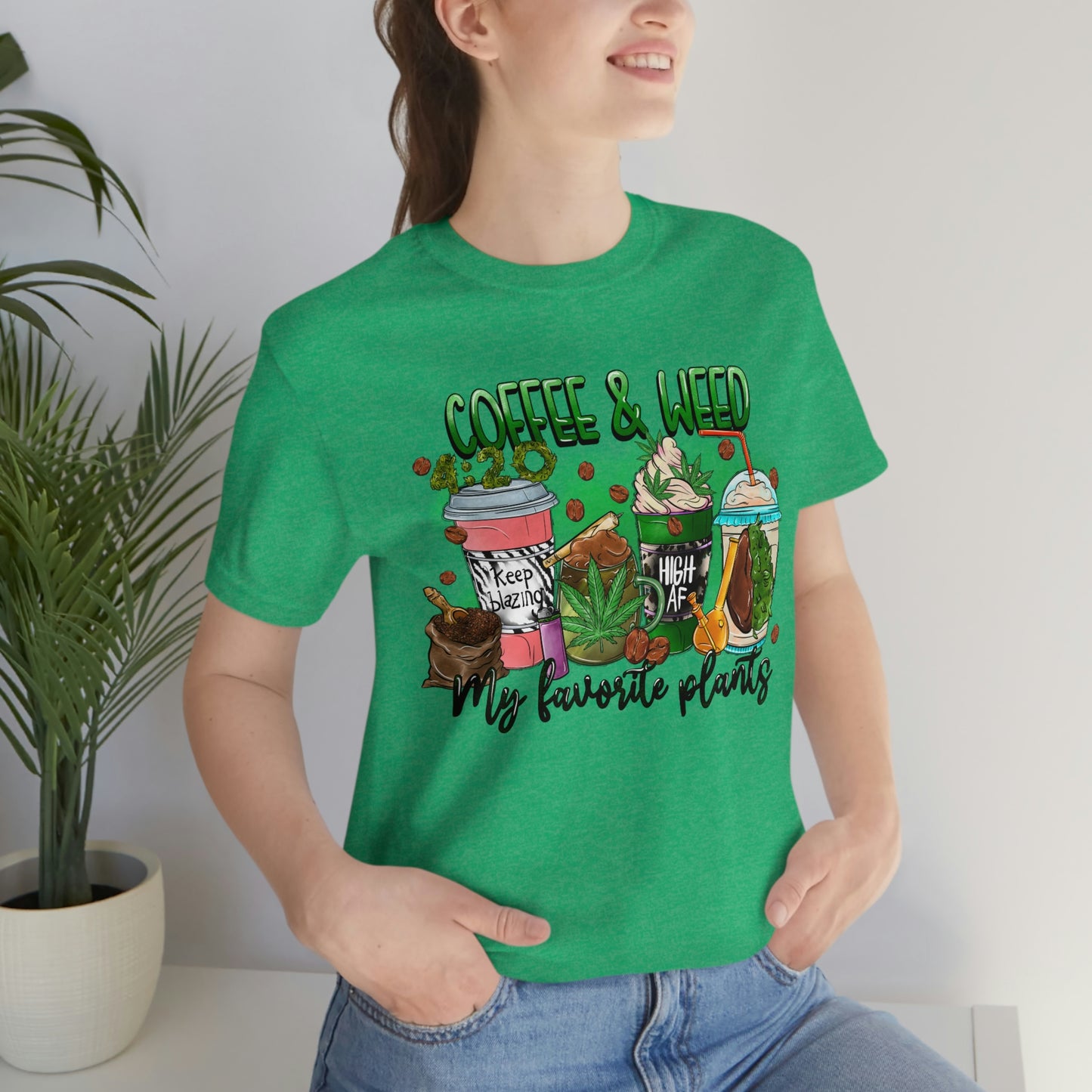 My Favorite Plants : Coffee and Weed 420 Unisex Jersey Short Sleeve Tee