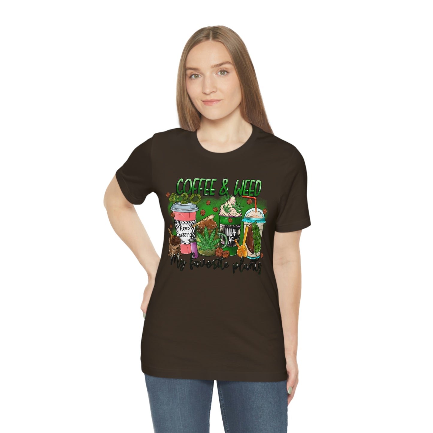 My Favorite Plants : Coffee and Weed 420 Unisex Jersey Short Sleeve Tee