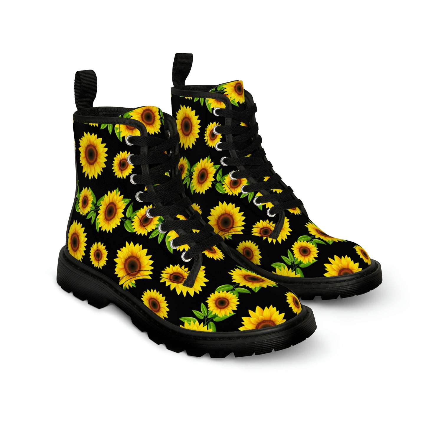 Blooming Sunflowers Women's Canvas Combat Boots