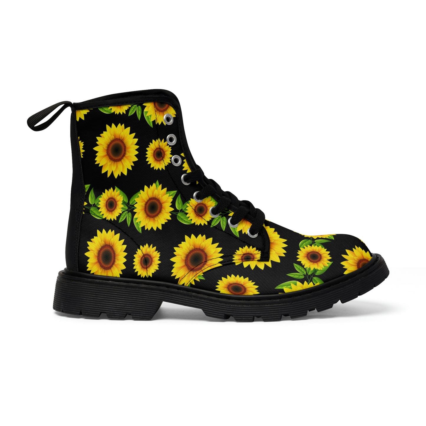 Blooming Sunflowers Women's Canvas Combat Boots