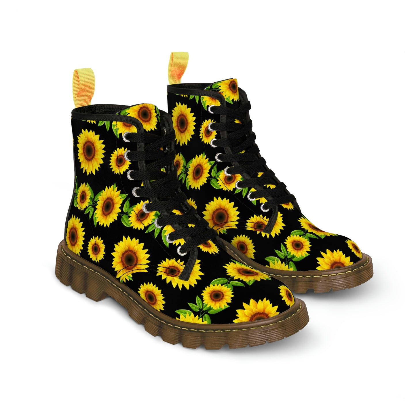 Blooming Sunflowers Women's Canvas Combat Boots